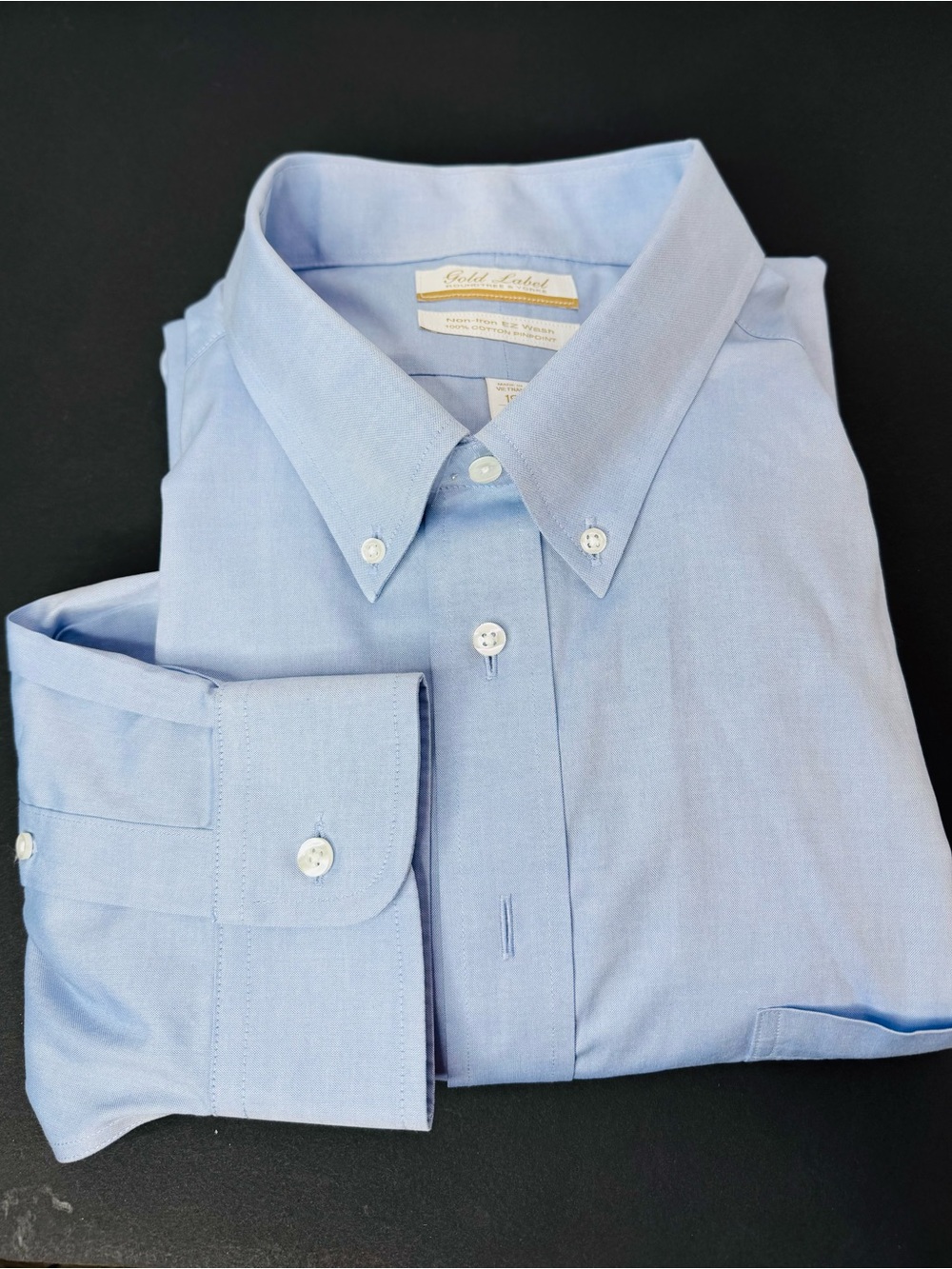 Roundtree & Yorke Gold Label Blue Non-Iron Pinpoint Shirt Dress 19 x 35 Big New